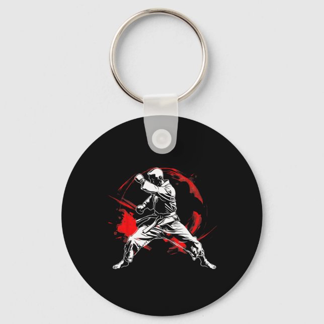 Martialteckningar Karate Fläkt Dynamic MMA Design Nyckelring (Framsida)