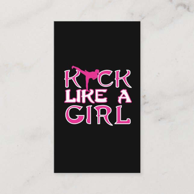 Martialteckningar Karate Kickboxing Girl Fighter Visitkort (Framsida)