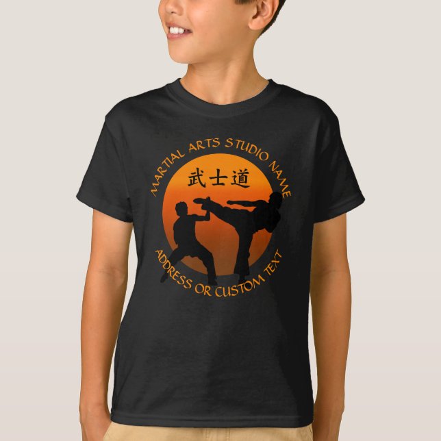 Martialteckningar Karate Taekwondo Kung fu Studio  T Shirt (Framsida)