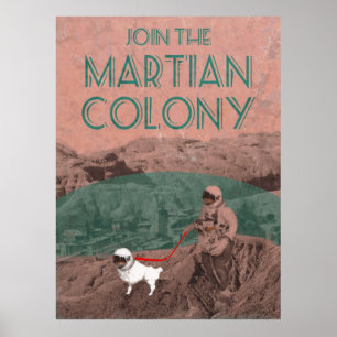 Martian Colony Futuristiska Advertisement Poster