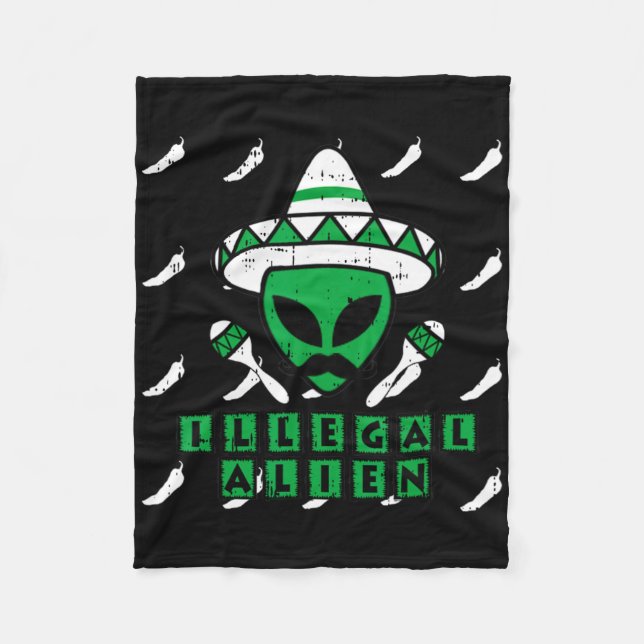 Martian Illegal Alien Mexican Area-51 Funny Hallow Fleecefilt (Framsidan)