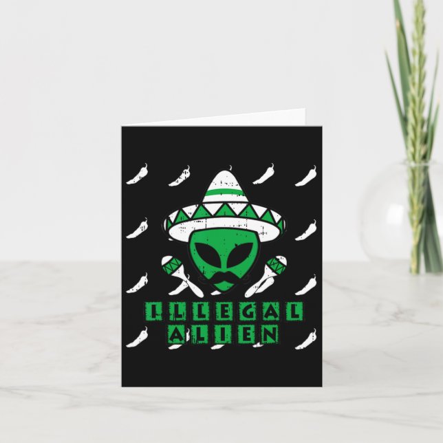 Martian Illegal Alien Mexican Area-51 Roligt Hallo Kort (Framsida)