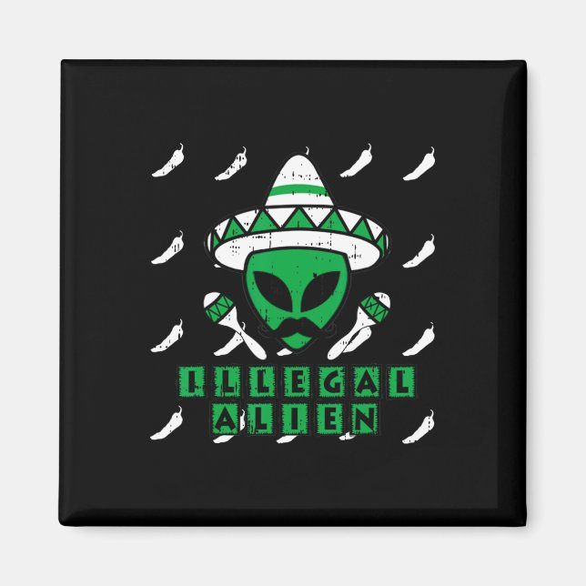 Martian Illegal Alien Mexican Area-51 Roligt Hallo Magnet (Framsidan)