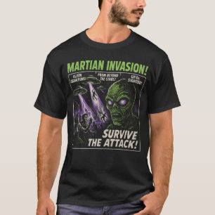Martian Invasion Alien Movie Poster Halloween T Shirt