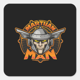 Martian Man Futuristic Logo Art Fyrkantigt Klistermärke