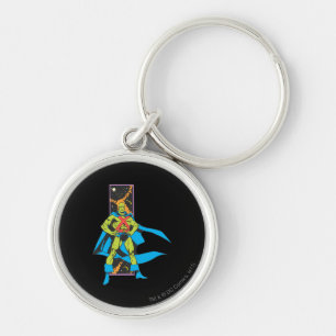 Martian Manhunter & Space BackDrop Rund Silverfärgad Nyckelring