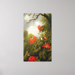 MARTIN J. HEADE - Hummingbird och Passionblommor - Canvastryck