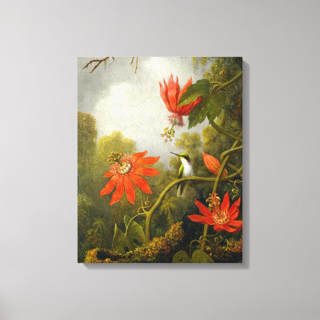 MARTIN J. HEADE - Hummingbird och Passionblommor - Canvastryck (Framsida)