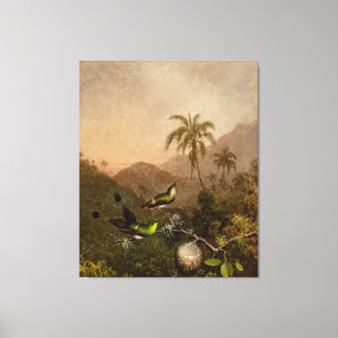 MARTIN J. HEADE - Två Grönt-bröstad Hummingbird - Canvastryck