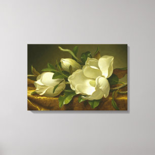 Martin Johnson Heade - Magnolias på Guld Velvet Canvastryck