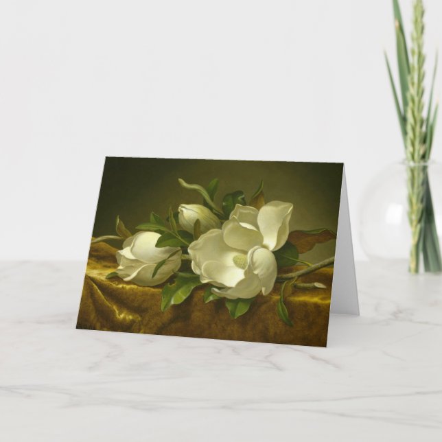 Martin Johnson Heade - Magnolias på Guld Velvet Kort (Framsida)