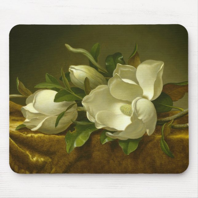 Martin Johnson Heade - Magnolias på Guld Velvet Musmatta (Framsidan)