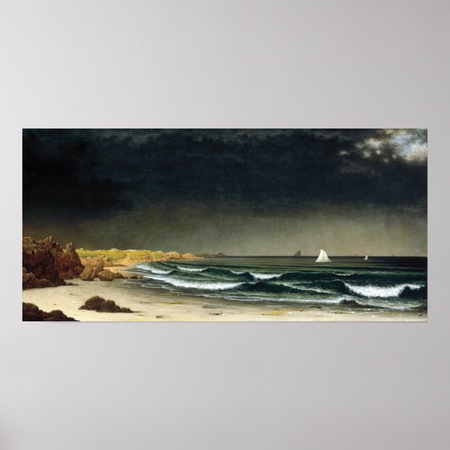 Martin Johnson Heade närmar sig Storm Beach Poster (Framsidan)