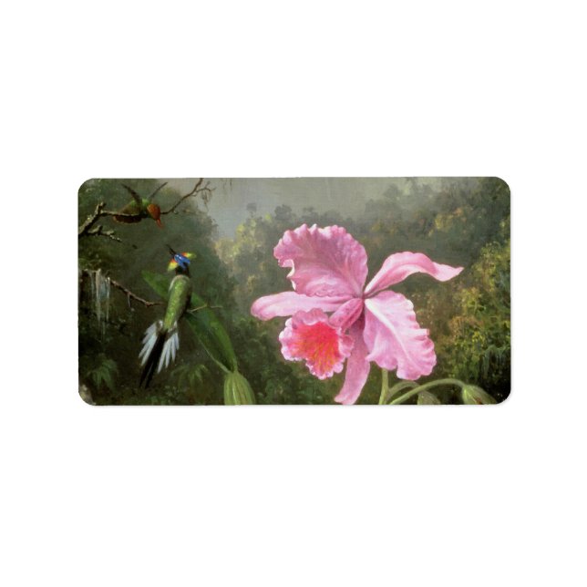 Martin Johnson Heade Orchid och Hummingbird Adressetikett (Framsidan)