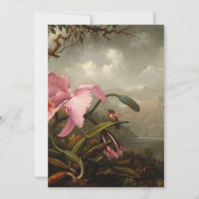 Martin Johnson Heade - Orchid och Hummingbird Julkort (Framsida)