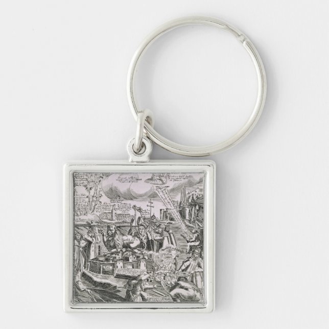 Martin Luther 2 Fyrkantig Silverfärgad Nyckelring (Framsidan)