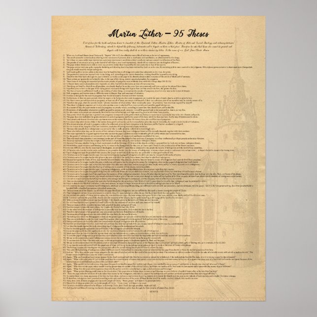 Martin Luther 95 Theses (GUE) Wittenberg Church Poster (Framsidan)