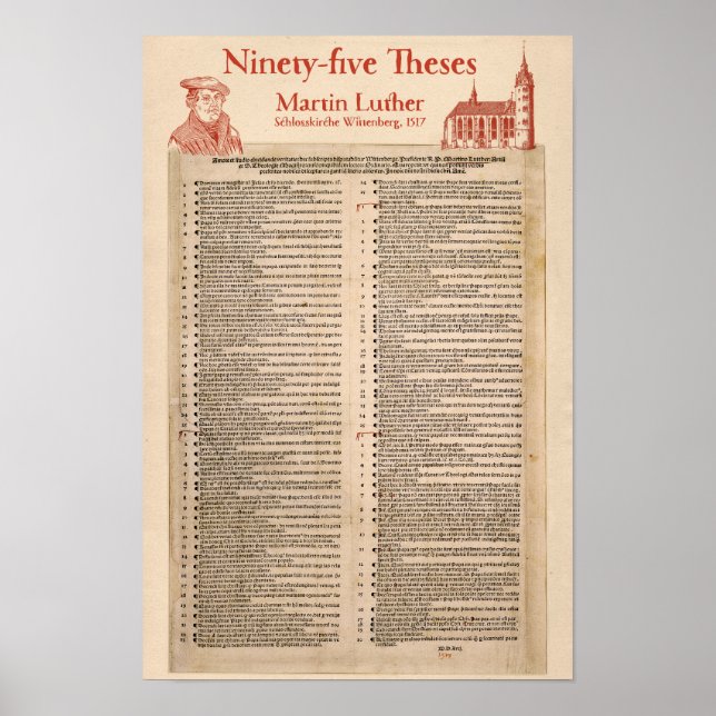 Martin Luther 95 Theses (original Latin) Poster (Framsidan)