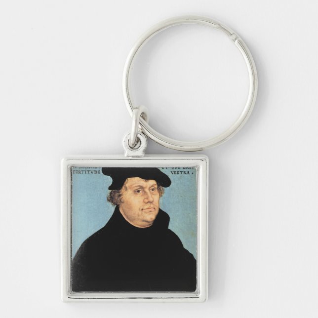 Martin Luther, c.1532 Fyrkantig Silverfärgad Nyckelring (Framsidan)