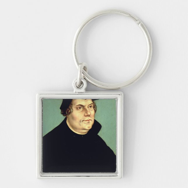 Martin Luther Fyrkantig Silverfärgad Nyckelring (Framsidan)