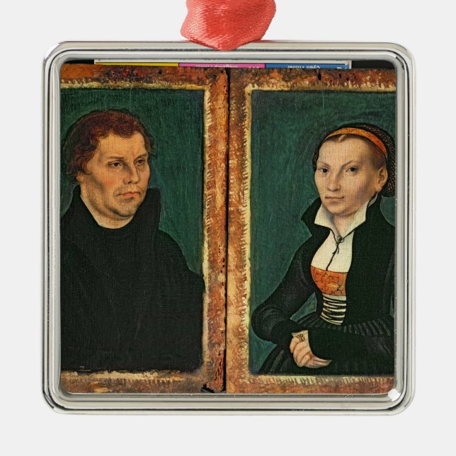 Martin Luther, Katharina von Bora, c.1526 Julgransprydnad Metall (Framsidan)