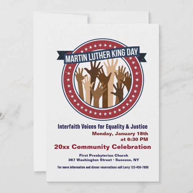 Martin Luther King Interfaith Firande Inbjudan (Framsida)