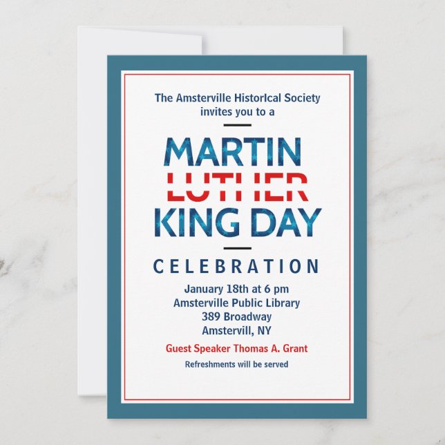 Martin Luther Kung Jr. Inbjudan (Framsida)