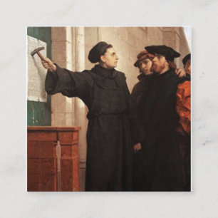 Martin Luther Nailing 95 Theses Fyrkantigt Visitkort