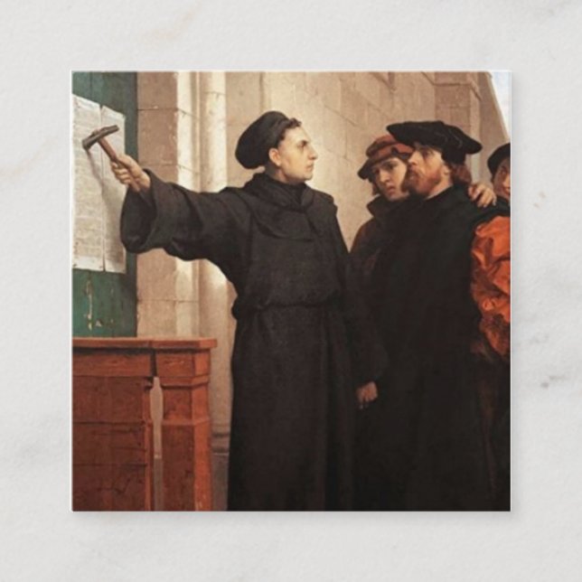 Martin Luther Nailing 95 Theses Fyrkantigt Visitkort (Framsida)