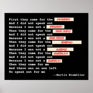 Martin Niemöller (redigerad) Citat Poster