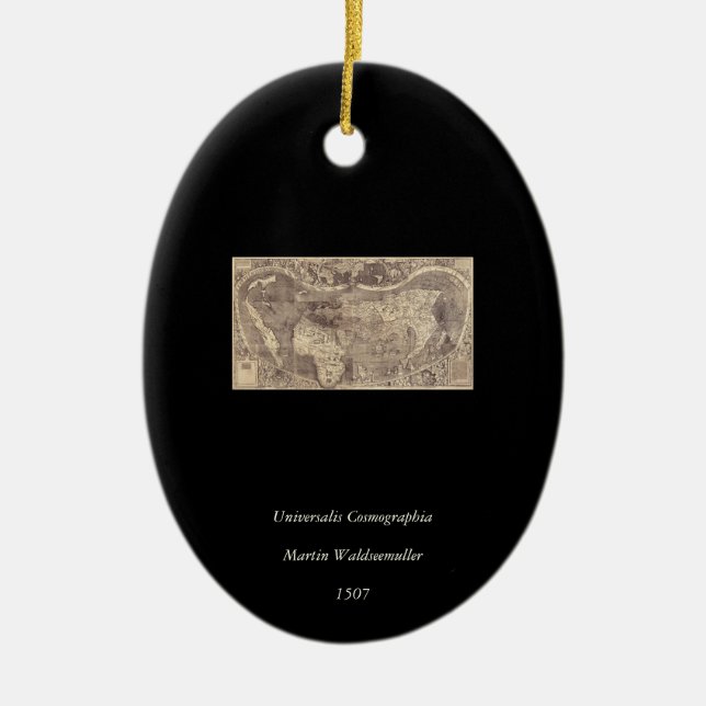 Martin Waldseemuller världskarta 1507 Julgransprydnad Keramik (Framsidan)
