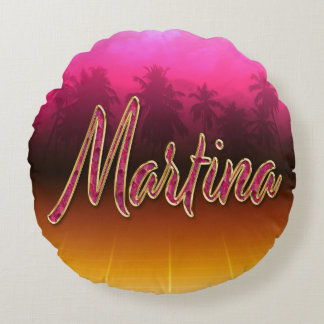 Martina Vorname Name golden pink Kissen Rund Kudde