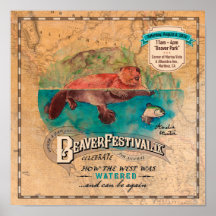Martinez Beaver-festival Västern Watered Poster