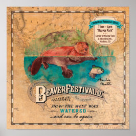 Martinez Beaver-festival Västern Watered Poster