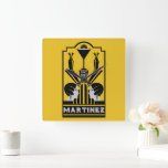 Martinez Cocktail Art Deco Fyrkantig Klocka<br><div class="desc">Martinez Cocktail Art Deco. © Copyright HGIFY | Endast HGI-aktier. Alla Höger reserverade. Original Professionell Art Work. Underbar som murdeka,  pub-dekoration eller som gåva.</div>