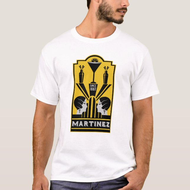 Martinez Cocktail Art Deco T Shirt (Framsida)