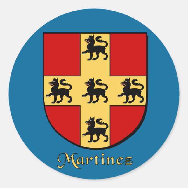 Martinez Family Shield Stickers Runt Klistermärke (Framsida)
