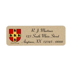 Martinez Heraldic Shield Returadress Etikett