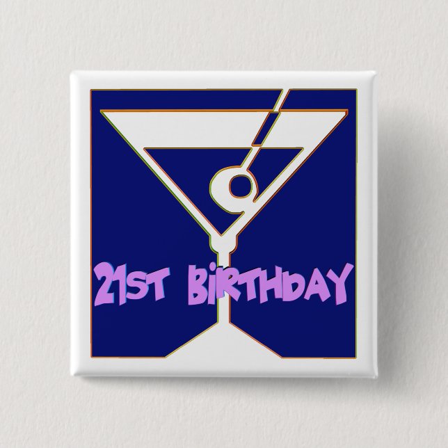 Martini 21st födelsedaggåvor knapp (Framsida)
