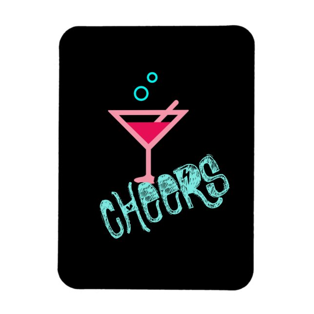 Martini - Alcohol Drink Pop Art, Rosa och turkos Magnet (Vertikal)