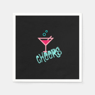 Martini - Alcohol Drink Pop Art, Rosa och turkos Pappersservett
