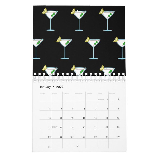 Martini Älskare Cocktail Glas Bartender Alkohol Kalender (Jan 2027)