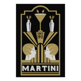 Martini Art Deco Art Fototryck