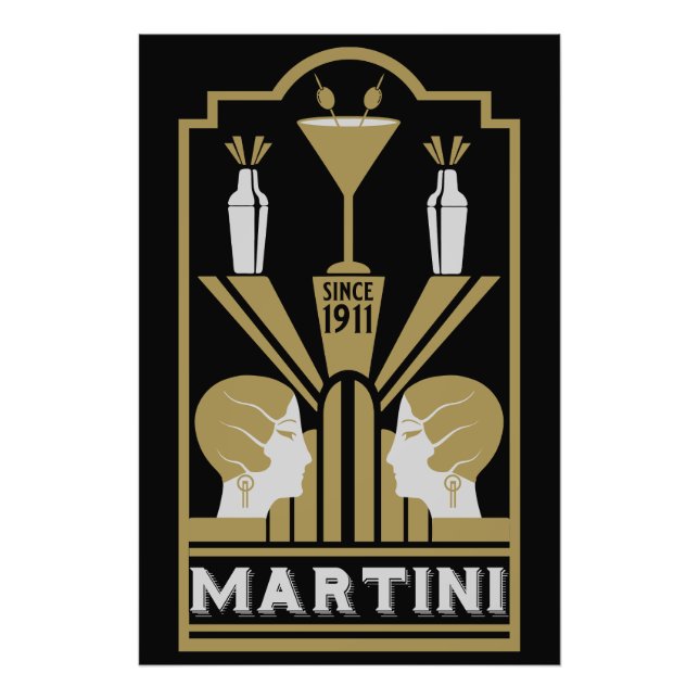 Martini Art Deco Art Fototryck (Framsidan)