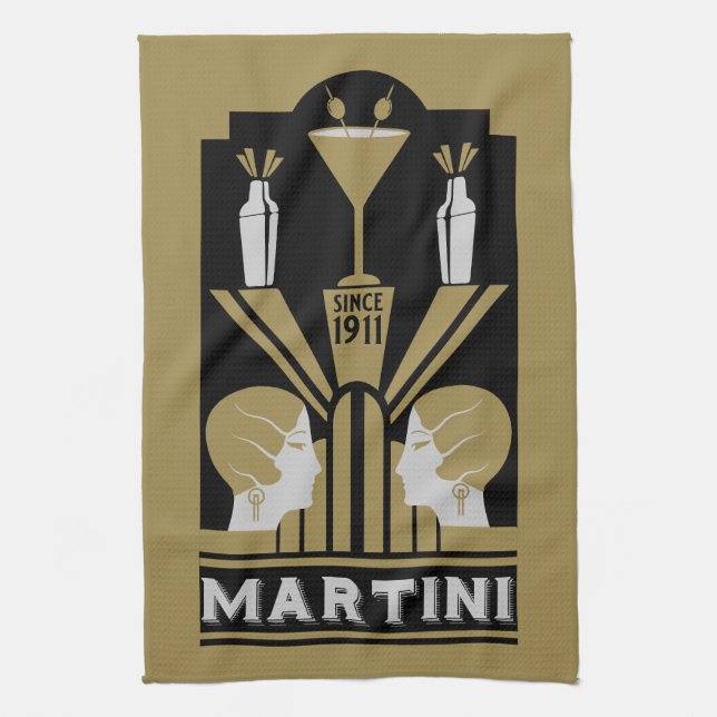 Martini Art Deco Art Kökshandduk (Vertikal)