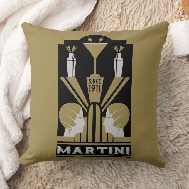 Martini Art Deco Art Kudde (Filt)