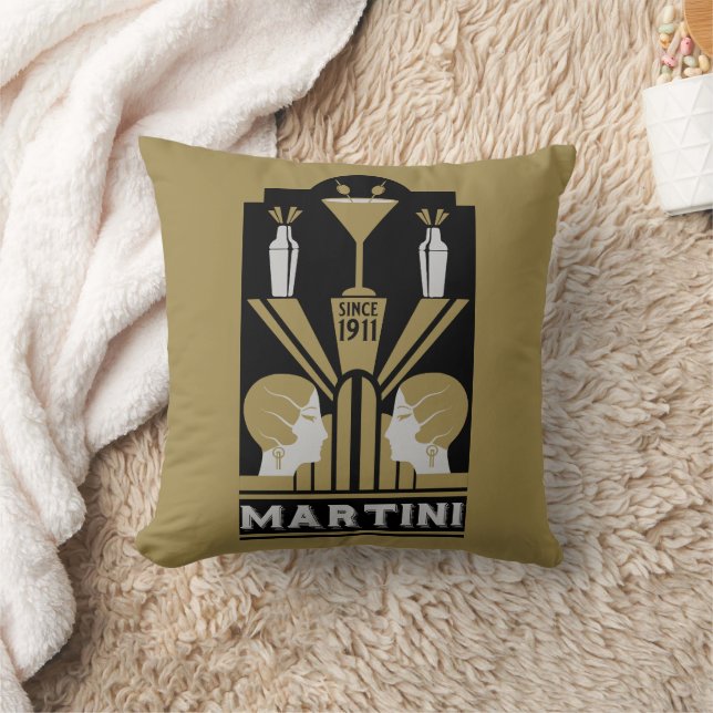 Martini Art Deco Art Kudde (Filt)