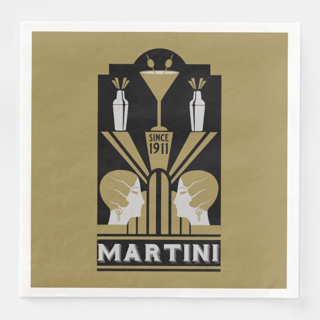 Martini Art Deco Art Pappersservett (Framsida)