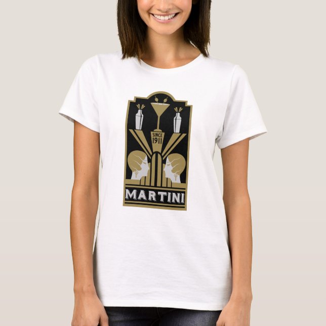 Martini Art Deco Art T Shirt (Framsida)