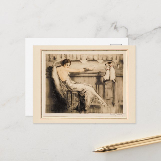 Martini av Louis Icart Vykort (Fram/Back In Situ)